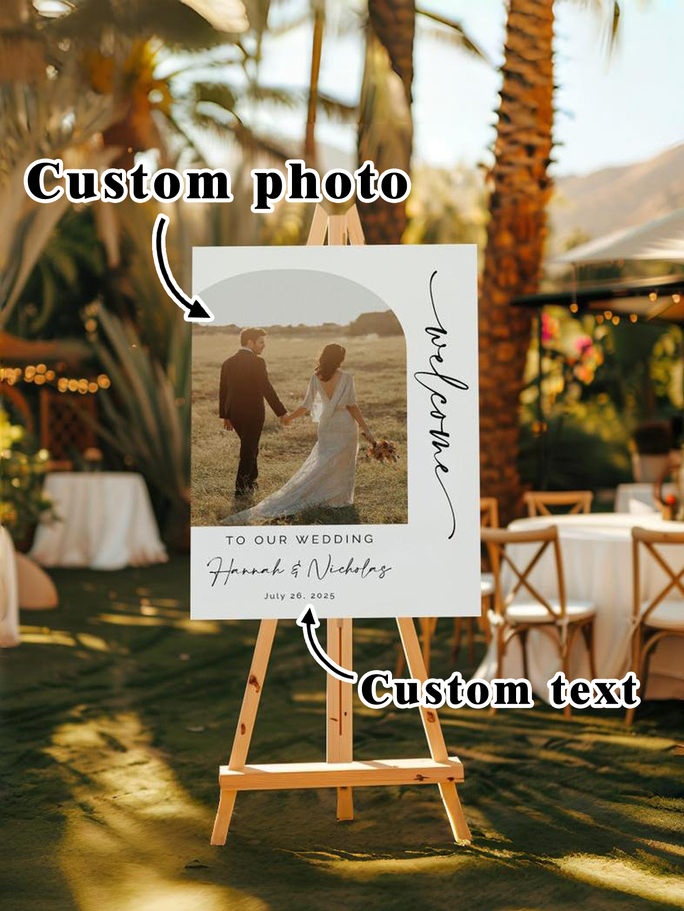 Photo Welcome Sign PVC Outdoor Wedding Directional Sign
